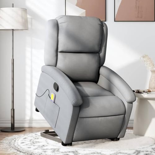 Hommdiy Massagesessel mit Aufstehhilfe Hellgrau Indoor Massagesessel Stoff in vielen Farben für Wohnzimmer Schlafzimmer Stoff von Hommdiy