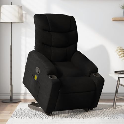 Hommdiy Massagesessel mit Aufstehhilfe Schwarz Innen Massagesessel Stoff von Hommdiy