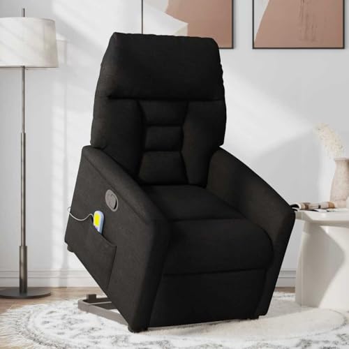 Hommdiy Massagesessel mit Aufstehhilfe Stoff, Relaxsessel, Sessel mit Aufstehhilfe, Sessel Schwarz,Manuelles Neigesystem,Mit Massage von Hommdiy