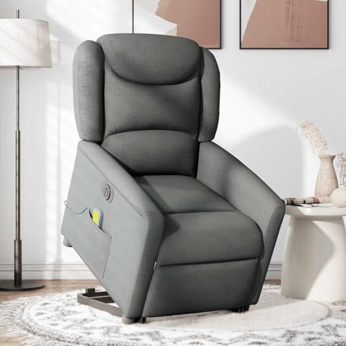 Hommdiy Massagesessel mit Aufstehhilfe Stoff, Relaxsessel, Sessel mit Aufstehhilfe Sessel mit Massagefunktion Dunkelgrau,Elektrisches Neigungssystem,Mit Massage von Hommdiy