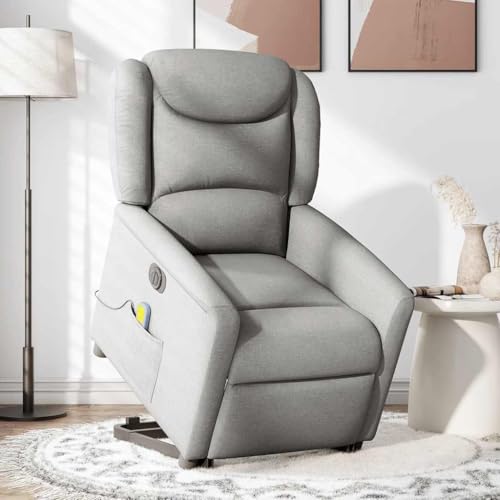 Hommdiy Massagesessel mit Aufstehhilfe Stoff, Relaxsessel, Sessel mit Aufstehhilfe Sessel mit Massagefunktion Wolkengrau,Elektrisches Neigungssystem,Mit Massage von Hommdiy
