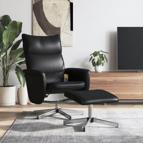 Hommdiy Massagesessel mit Fußhocker Schwarz Kunstleder Indoor Comfort Massagesessel von Hommdiy