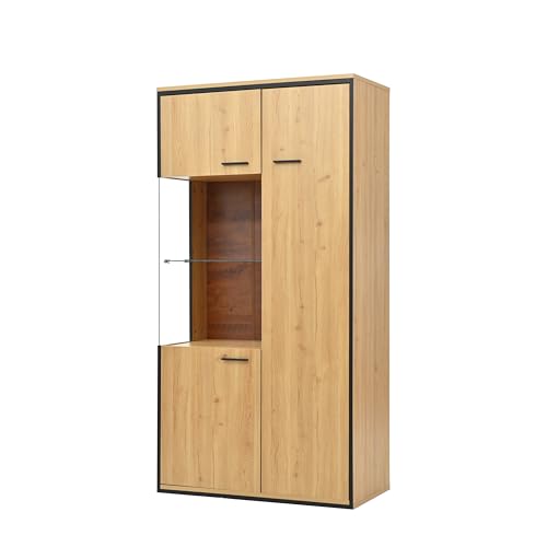 Hommdiy Moderne Vitrine mit LED-Beleuchtung - 150Hcm - Glastür, Mehrzweckregale, 15 Farboptionen, Großer Stauraum, Glasboden, Schaukasten, Präsentationsmöbel, Schrank mit Beleuchtung,Möbel mit Glastür Hommdiy Moderne Vitrine mit LED-Beleuchtung - 150Hcm - Glastür, Mehrzweckregale, 15 Farboptionen, Großer Stauraum, Glasboden, Schaukasten, Präsentationsmöbel, Schrank mit Beleuchtung,Möbel mit Glastür von Hommdiy