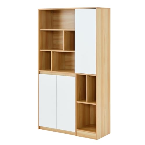 Hommdiy Moderner Bücherregal mit 3 Türen und verstellbaren Regalböden – 90x35,5x160 cm, geräumiger Aufbewahrungsschrank für Zuhause und Büro,Bücherregal in Holzfarbe Hommdiy Moderner Bücherregal mit 3 Türen und verstellbaren Regalböden – 90x35,5x160 cm, geräumiger Aufbewahrungsschrank für Zuhause und Büro,Bücherregal in Holzfarbe von Hommdiy