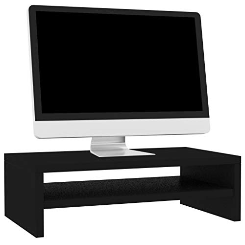 Hommdiy Monitorständer Schreibtischaufsatz Monitorerhöhung Bildschirm PC Regal Aufsatz Bildschirmerhöhung Schwarz 42x24x13cm Holzwerkstoff von Hommdiy