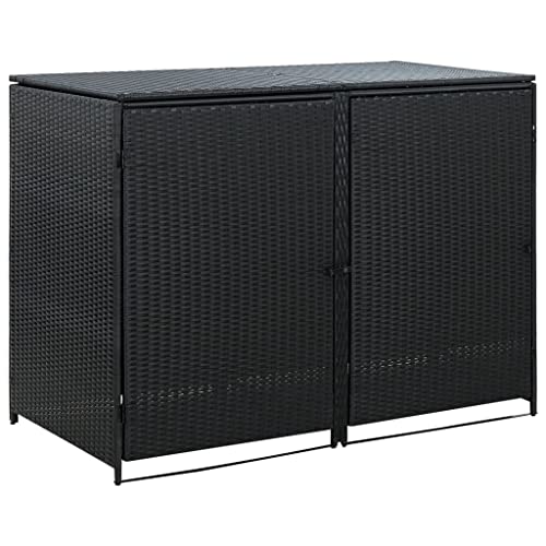 Hommdiy Mülltonnenbox 2er Mülltonne Müllbox Mülltonnenverkleidung Doppelbox Müllcontainer Gerätebox Poly Rattan Schwarz Hommdiy Mülltonnenbox 2er Mülltonne Müllbox Mülltonnenverkleidung Doppelbox Müllcontainer Gerätebox Poly Rattan Schwarz von Hommdiy
