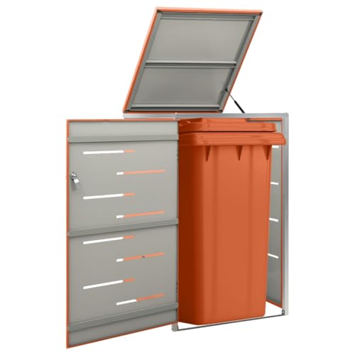 Hommdiy Mülltonnenbox Müllcontainer Garteneimer für 1 Tonne Orange Edelstahl von Hommdiy