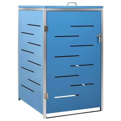 Hommdiy Mülltonnenbox 1er Rostfrei Abschließbar Müllbox Mülltonne Mülltonnenverkleidung Gartenbox Müllcontainer Edelstahl Blau 69 x 77.5 x 115 cm von Hommdiy