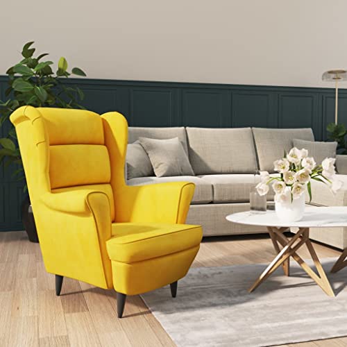 Hommdiy Ohrensessel Sessel Fernsehsessel Relaxsessel Polstersessel für Wohnzimmer Senfgelb Samt von Hommdiy