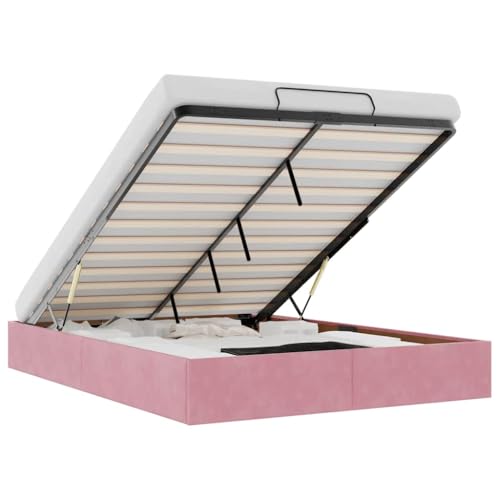 Hommdiy Ottoman-Bett ohne Matratze Rosa 140x200 cm Samt Bettrahmen Bettgestell Polsterbett mit Stauraum Hommdiy Ottoman-Bett ohne Matratze Rosa 140x200 cm Samt Bettrahmen Bettgestell Polsterbett mit Stauraum von Hommdiy
