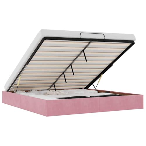 Hommdiy Ottoman-Bett ohne Matratze Rosa 160x200 cm Samt Bettrahmen Bettgestell Polsterbett mit Stauraum Hommdiy Ottoman-Bett ohne Matratze Rosa 160x200 cm Samt Bettrahmen Bettgestell Polsterbett mit Stauraum von Hommdiy