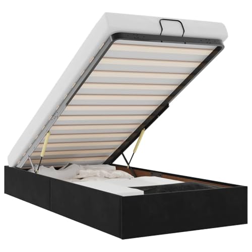 Hommdiy Ottoman-Bett ohne Matratze Schwarz 100x200 cm Samt Bettrahmen Bettgestell Polsterbett mit Stauraum Hommdiy Ottoman-Bett ohne Matratze Schwarz 100x200 cm Samt Bettrahmen Bettgestell Polsterbett mit Stauraum von Hommdiy