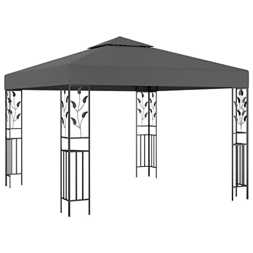 Hommdiy Pavillon Gartenzelt Partyzelt Festzelt Gartenpavillon Bierzelt Garten Zelt Outdoor Terrasse 3x3m Anthrazit von Hommdiy