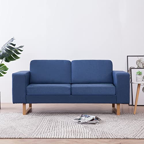 Hommdiy Polstersofa 2-Sitzer Stoffsofa Loungesofa Couch Wohnzimmer Möbel Blau von Hommdiy