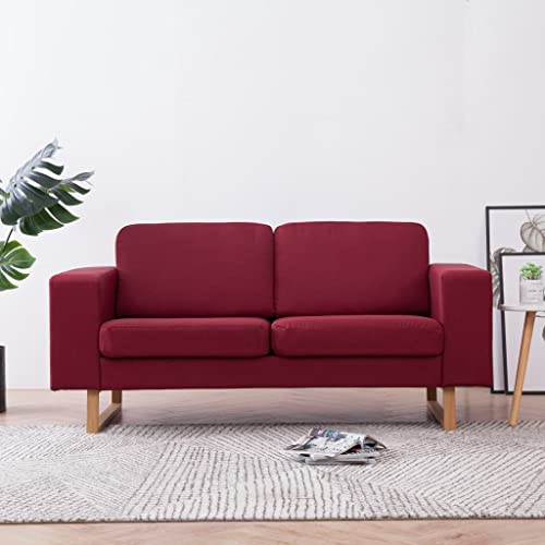 Hommdiy Polstersofa 2-Sitzer Stoffsofa Loungesofa Couch Wohnzimmer Möbel Weinrot von Hommdiy