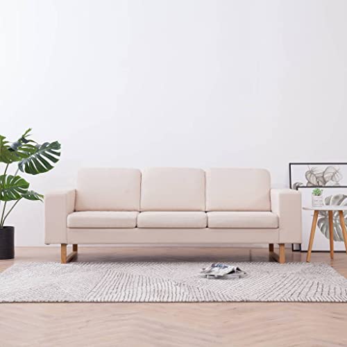 Hommdiy Polstersofa 3-Sitzer Stoffsofa Loungesofa Couch Wohnzimmer Möbel Cremeweiß Hommdiy Polstersofa 3-Sitzer Stoffsofa Loungesofa Couch Wohnzimmer Möbel Cremeweiß von Hommdiy
