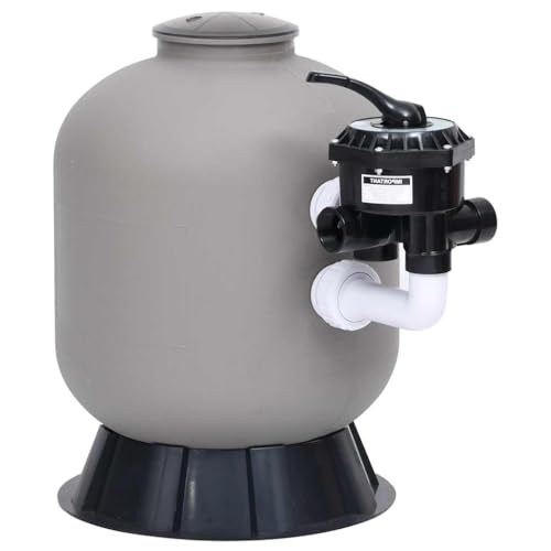 Hommdiy Pool-Sandfilter mit seitlich montiertem 6-Wege-Ventil Grau Filter Pool Sandfilter Poolfilter Poolpumpe Filteranlage Filterkessel von Hommdiy