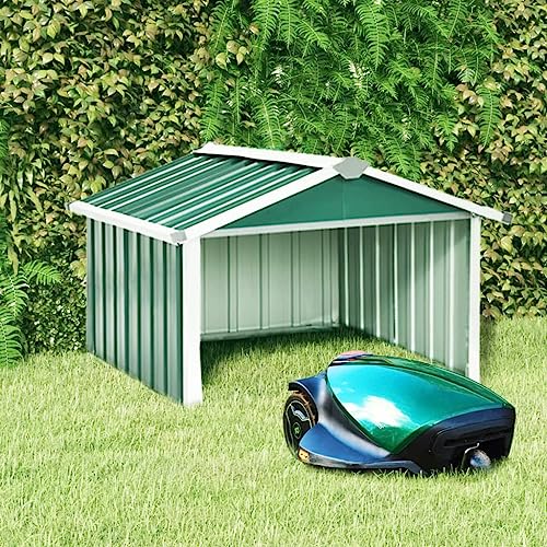 Hommdiy Rasenmäher Garage 92x97x63 cm Verzinkter Stahl Grün von Hommdiy