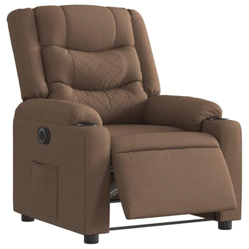 Hommdiy Relaxsessel, Sessel mit Liegefunktion, Fernsehsessel Verstellbare Rückenlehne Fußteil, Liegesessel Ruhesessel Polstersessel, Stoff Braun,Elektrisches Neigungssystem,Ohne Massage von Hommdiy