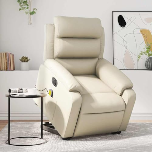 Hommdiy Relaxsessel Elektrischer Stehhilfe-Massagesessel Liegesessel TV-Liegesessel Kunstleder Creme Elektrisches Neigungssystem Mit Massage Hommdiy Relaxsessel Elektrischer Stehhilfe-Massagesessel Liegesessel TV-Liegesessel Kunstleder Creme Elektrisches Neigungssystem Mit Massage von Hommdiy