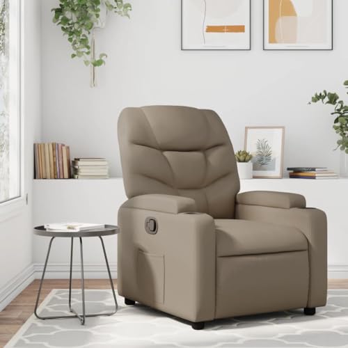 Hommdiy Relaxsessel Fernsehsessel mit Liegefunktion TV Sessel für Wohnzimmer Cappuccino Leder Quadratisch von Hommdiy