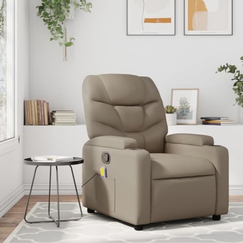 Hommdiy Relaxsessel Massagesessel Fernsehsessel mit Liegefunktion TV Sessel für Wohnzimmer Cappuccino Leder Quadratisch von Hommdiy