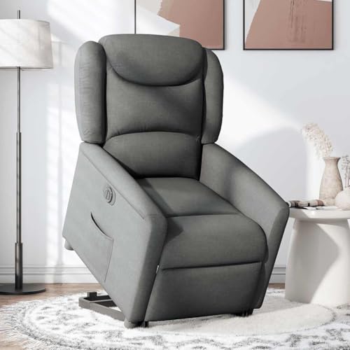Hommdiy Relaxsessel mit Aufstehhilfe Stoff, TV-Sessel mit Aufstehhilfe, Fernsehsessel Dunkelgrau,Elektrisches Neigungssystem,Ohne Massage von Hommdiy