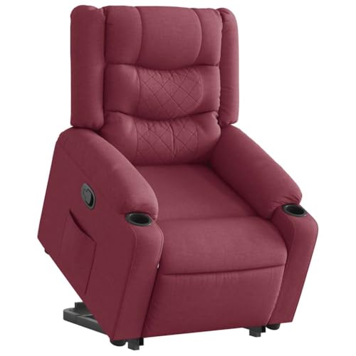Hommdiy Relaxsessel mit Aufstehhilfe Stoff, TV-Sessel mit Aufstehhilfe,Sessel mit Relaxfunktion, Fernsehsessel Weinrot,Manuelles Neigesystem,Ohne Massage von Hommdiy