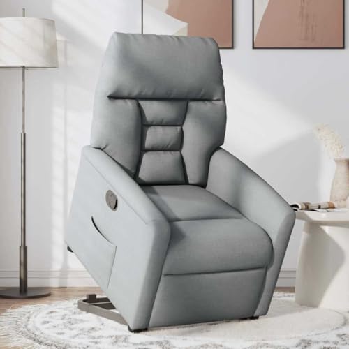 Hommdiy Relaxsessel mit Aufstehhilfe Stoff, TV-Sessel mit Aufstehhilfe mit Relaxfunktion, Fernsehsessel Hellgrau,Manuelles Neigesystem,Ohne Massage von Hommdiy