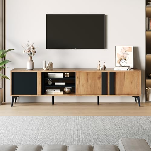 Hommdiy Rustikales Braun-TV-Schrank, Lowboard,TV-Board, TV-Kommode,180 cm – Für Fernseher bis 80 Zoll mit Tür und offenem Fach von Hommdiy