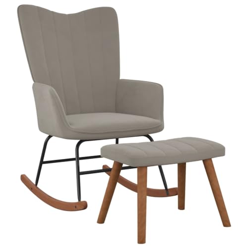 Hommdiy Schaukelsessel mit Hocker Hellgrau Samt von Hommdiy