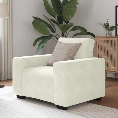 Hommdiy Sessel Creme 60 cm Sofasessel Fernsehsessel Relaxsessel Einzelsofa Relaxsofa Loungesessel Wohnzimmer Polstersofa Samt von Hommdiy