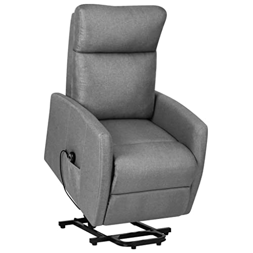Hommdiy Sessel mit Aufstehhilfe Relaxsessel mit Liegefunktion Sessel mit Aufstehhilfe Hellgrau Stoff von Hommdiy