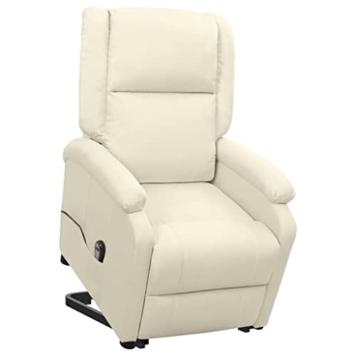 Hommdiy Sessel mit Aufstehhilfe Relaxsessel mit Liegefunktion Sessel mit Aufstehhilfe Relaxsessel mit Liegefunktion Creme Stoff von Hommdiy