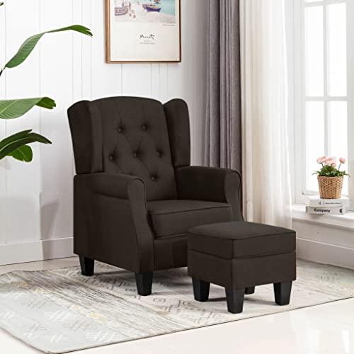 Hommdiy Sessel mit Fußhocker Fernsehsessel Relaxsessel TV Ruhesessel Polstersessel Loungesessel Armsessel Dunkelbraun Stoff von Hommdiy