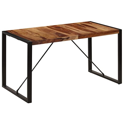 Hommdiy Sheesham-Holz Massiv Esstisch Esszimmertisch Küchentisch Tisch Holztisch Speisetisch Massivholztisch 140x70x75cm Stahlbeine Palisander von Hommdiy