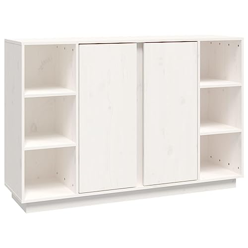 Hommdiy Sideboard Weiß 120x35x80cm Massivholz Kiefer von Hommdiy