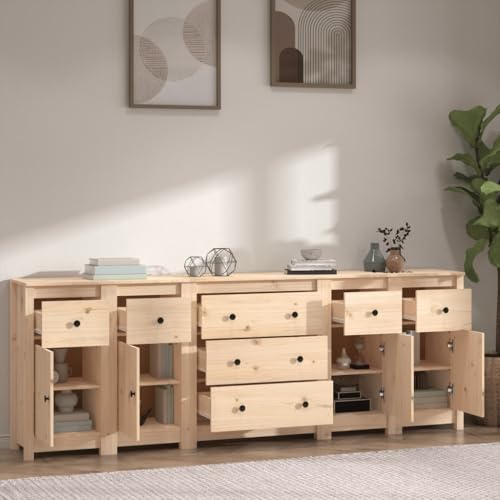 Hommdiy Sideboard Wohnzimmer，Kommoden & Sideboards，Sideboard Holz Breit Natur 5-STK.230x35x80cm-Option 3 von Hommdiy