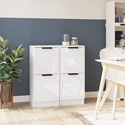 Hommdiy Sideboards 2 STK. Hochglanz-Weiß 30x30x70 cm Holzwerkstoff von Hommdiy