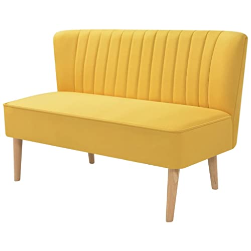 Hommdiy Sofa 2-Sitzer Stoff Stoffsofa Loungesofa Polstersofa Couch 117 x 55,5 x 77 cm Gelb von Hommdiy