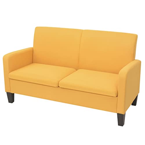 Hommdiy Sofa 2-Sitzer Zweisitzer Stoffsofa Polstersofa Loungesofa Sitzmöbel Polstermöbel Designsofa Wohnzimmersofa Gelb 135x65x76cm von Hommdiy