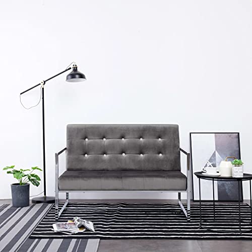 Hommdiy Sofa 2-Sitzer mit Armlehnen Polstersofa Loungesofa Polsterbank Sitzbank Sofabank Sessel Bank Sitzmöbel Polstermöbel Dunkelgrau Samt Verchromte Beine Hommdiy Sofa 2-Sitzer mit Armlehnen Polstersofa Loungesofa Polsterbank Sitzbank Sofabank Sessel Bank Sitzmöbel Polstermöbel Dunkelgrau Samt Verchromte Beine von Hommdiy
