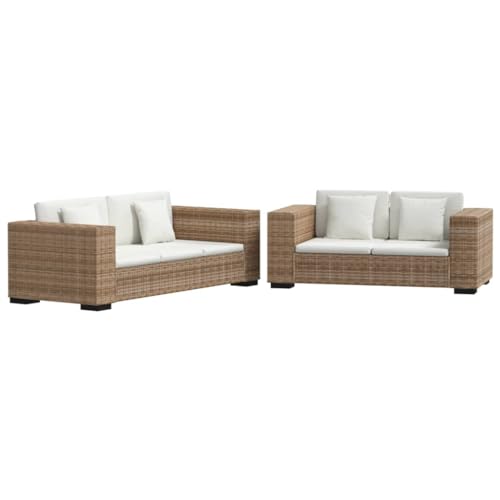 Hommdiy Sofa-Set 2-Sitzer und 3-Sitzer Echtes Rattan von Hommdiy