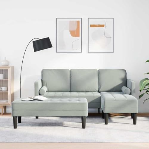Hommdiy Sofa Set 2 pcs Hellgrau 173 x 131 x 67 cm Samt mit Bank von Hommdiy