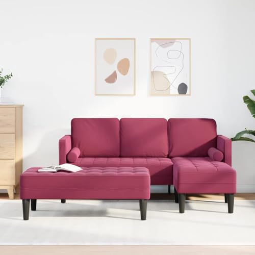 Hommdiy Sofa Set 2 pcs Weinrot 173 x 131 x 67 cm Samt mit Bank von Hommdiy