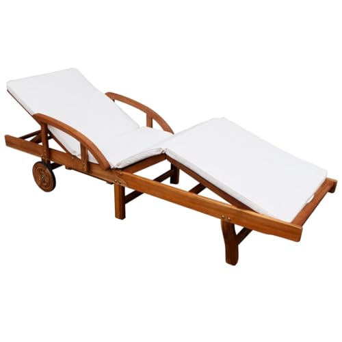 Hommdiy Sonnenliege mit Polster Massivholz Akazie(1x sunlounger) von Hommdiy