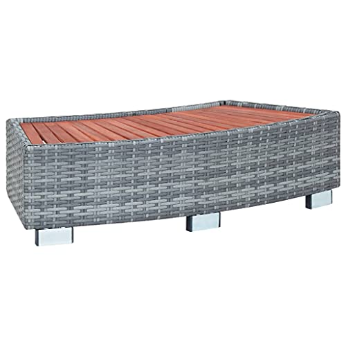 Hommdiy Spa-Einstiegsstufe Einstieg Trittstufe Treppe Whirlpooltreppe Pool Einstiegstreppe Einstiegshilfe Outdoor Grau Poly Rattan 92×45×25 cm von Hommdiy