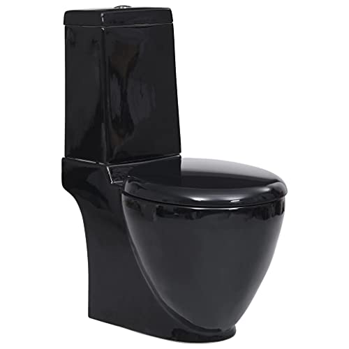 Hommdiy Stand WC Bodenstehend Close Sitz Spülkasten Ecke Toilette Keramik Soft Schwarz von Hommdiy