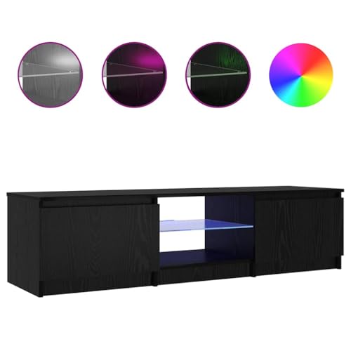 Hommdiy TV-Schränk Schwarz 140 x 40 x 35.5 cm Holzwerkstoff Lowboard Sideboard Fernsehschrank Fernsehtisch TV Möbel von Hommdiy