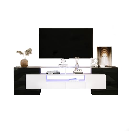 Hommdiy TV-Schrank Lowboard Fernseher Cabinet Weiß 200 cm LED-Beleuchtung Wohnzimmermöbel Black Hommdiy TV-Schrank Lowboard Fernseher Cabinet Weiß 200 cm LED-Beleuchtung Wohnzimmermöbel Black von Hommdiy